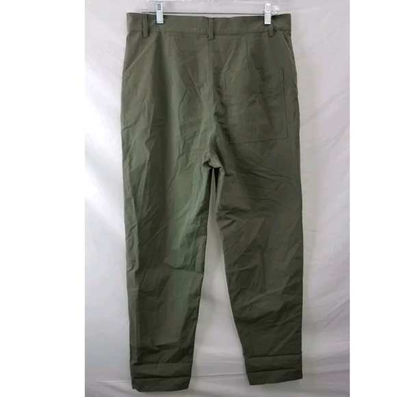 COS Button-up 100% Cotton High Rise Relaxed Everyday Chinos In Khaki Green M - Picture 8 of 12